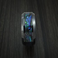 Black Ceramic and Abalone Ring Custom Made Band