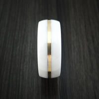 White Ceramic Ring with 14k Yellow Gold Custom Made Band