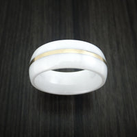 White Ceramic Ring with 14k Yellow Gold Custom Made Band