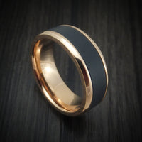 Rose Gold and Black Zirconium Men's Ring