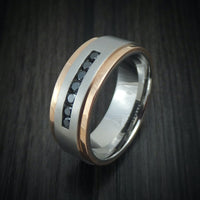 Cobalt Chrome 14K Gold and Black Diamond Men's Ring Custom Made