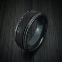 Black Zirconium and Forged Carbon Fiber Men's Ring with Cerakote Accents