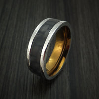 Titanium Ring with Carbon Fiber Inlay with Weave Pattern and Anodized Interior