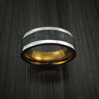 Titanium Ring with Carbon Fiber Inlay with Weave Pattern and Anodized Interior