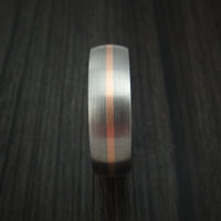 Titanium Ring with 14k Rose Gold Inlay and Whiskey Barrel Wood Sleeve Made to Any Sizing and Finish