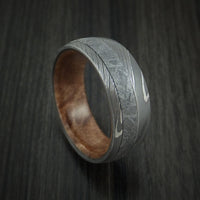 Damascus Steel and Gibeon Meteorite Band with Hardwood Sleeve Custom Made Band
