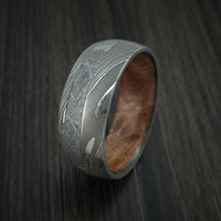Damascus Steel and Gibeon Meteorite Band with Hardwood Sleeve Custom Made Band