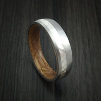Titanium and Silver Ring with Hardwood Sleeve Hammered Wedding Band Custom Made