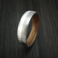 Titanium and Silver Ring with Hardwood Sleeve Hammered Wedding Band Custom Made