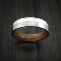 Titanium and Silver Ring with Hardwood Sleeve Hammered Wedding Band Custom Made
