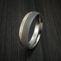 Copper Inlay and Titanium Ring Custom Made Band Any Finish and Sizing