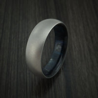 Titanium Ring with Blueberry Hardwood Sleeve Custom Made Band
