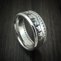 Cobalt Chrome Eternity Lab Diamond Men's Ring with Spruce Pine Trees and Mountain Design
