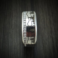 Cobalt Chrome Eternity Lab Diamond Men's Ring with Spruce Pine Trees and Mountain Design