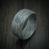 Solid Silver Texalium Carbon Fiber Men's Ring Custom Made Pattern Band
