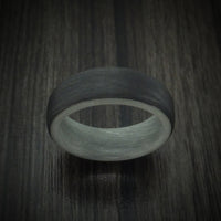 Carbon Fiber And Blue Glow Sleeve Men's Ring Custom Made