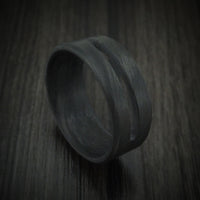 Solid Carbon Fiber Men's Ring with Cutout Custom Made Band