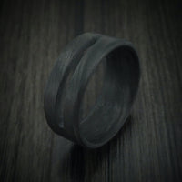 Solid Carbon Fiber Men's Ring with Cutout Custom Made Band