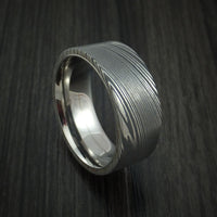 Damascus Steel Ring with Titanium Sleeve Custom Made Band