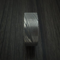 Damascus Steel Ring with Titanium Sleeve Custom Made Band