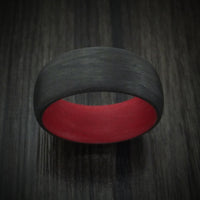 Carbon Fiber And Red Sleeve Men's Ring Custom Made
