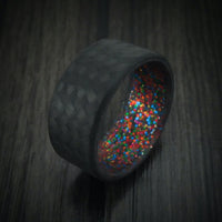 Carbon Fiber And Sparkle Sleeve Men's Ring Custom Made