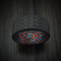 Carbon Fiber And Sparkle Sleeve Men's Ring Custom Made