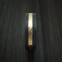 Black Zirconium and Hammered 14k Yellow Gold Band Custom Made Ring