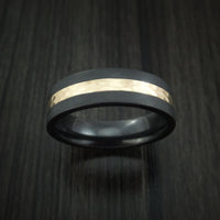 Black Zirconium and Hammered 14k Yellow Gold Band Custom Made Ring