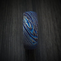 Kuro-Ti Heat-Treated Titanium Damascus Men's Ring Custom Made Band