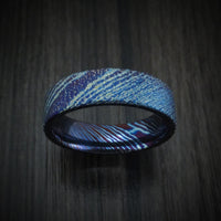 Kuro-Ti Heat-Treated Titanium Damascus Men's Ring Custom Made Band