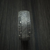 Damascus Steel and Meteorite Ring with Titanium Sleeve Custom Made Band