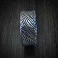 Kuro-Ti Heat-Treated Titanium Damascus Men's Ring Custom Made Band