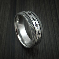 Damascus Steel Two-Tone Sound Wave Ring Custom Made Band