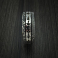 Damascus Steel Two-Tone Sound Wave Ring Custom Made Band