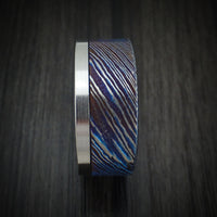 Cobalt Chrome and Kuro-Ti Heat-Treated Titanium Damascus Men's Ring Custom Made Band