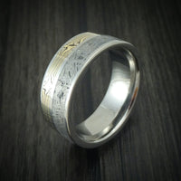 Titanium Men's Ring with Mokume Gane and Meteorite Custom Made