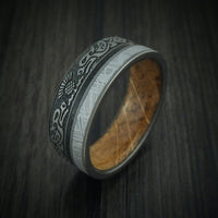 Titanium Dragon Celtic Men's Ring with Meteorite and Dinosaur Bone along with a Hardwood Sleeve