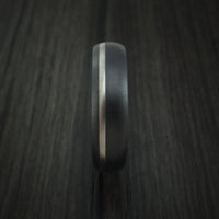 Black Zirconium Ring with Platinum Inlay and Jade Wood Sleeve Made to Any Sizing and Finish