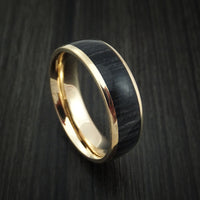 14k Yellow Gold Ring with Charcoal Wood Inlay Custom Made Band