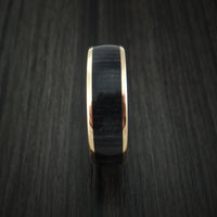 14k Yellow Gold Ring with Charcoal Wood Inlay Custom Made Band
