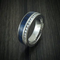 Titanium and Eternity Lab Diamonds Band with Wood Inlay Custom Made Men's Ring