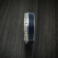 Titanium and Eternity Lab Diamonds Band with Wood Inlay Custom Made Men's Ring