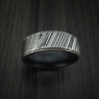 Kuro Damascus Steel Ring with Dark Grey Cerakote Sleeve Custom Made Band