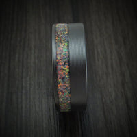 Black Titanium and Opal Men's Ring Custom Made Band