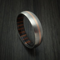 Titanium Ring with 14k Rose Gold Inlay and Ember Wood Sleeve Made to Any Sizing and Finish