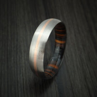 Titanium Ring with 14k Rose Gold Inlay and Ember Wood Sleeve Made to Any Sizing and Finish