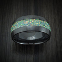 Black Zirconium and Opal Custom Made Men's Band