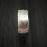 14k White Gold and Silver Mokume Gane Ring Custom Made Band
