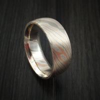 White Gold, Silver and Rose Gold Mokume Ring Custom Made Band